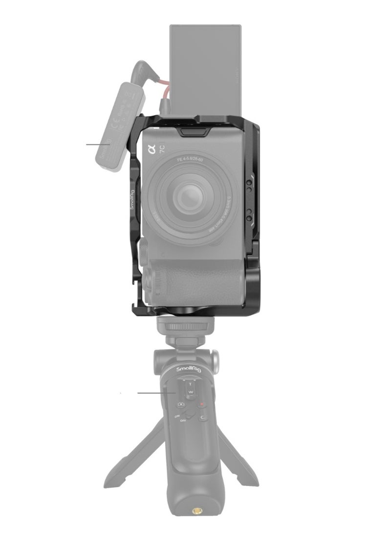 سمول ريج SmallRig 4422 قفص كاميرا احترافي مع مشبك كابل HDMI متوافق مع Sony A7C II / A7CR، هيكل كامل من الألومنيوم مع قاعدة Arca-Swiss سريعة التحرير ومنافذ تركيب متعددة 1/4”-20 و 3/8”-16 - Image 2